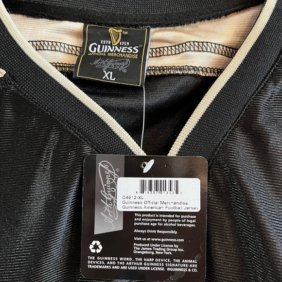 Guinness Shirts Guinness American Football Jersey Size Xl Brand New